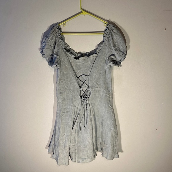 UO Blue Barmaid Peasant Corset Dress - Picture 2 of 5